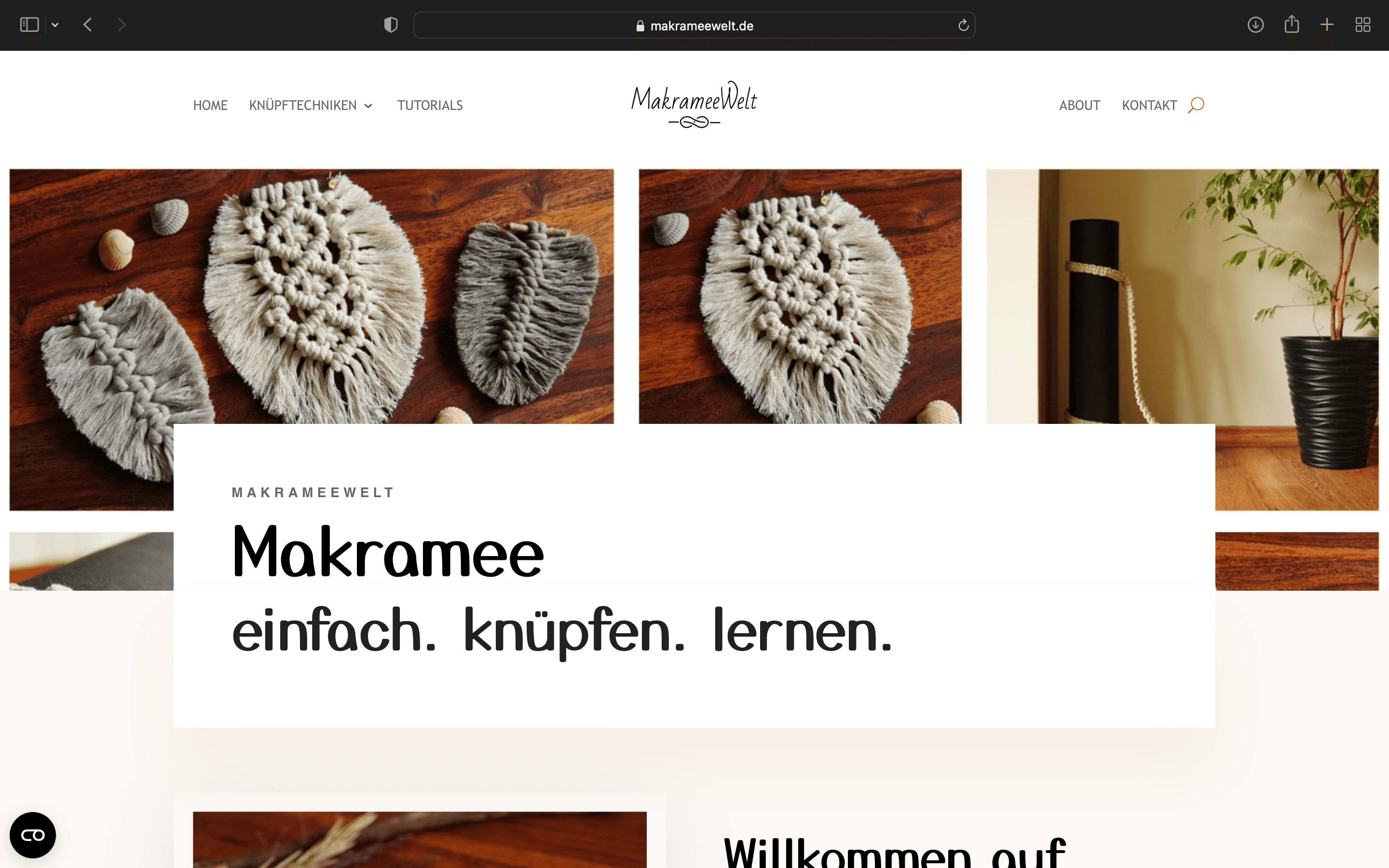 Startseite der MakrameeWelt Website